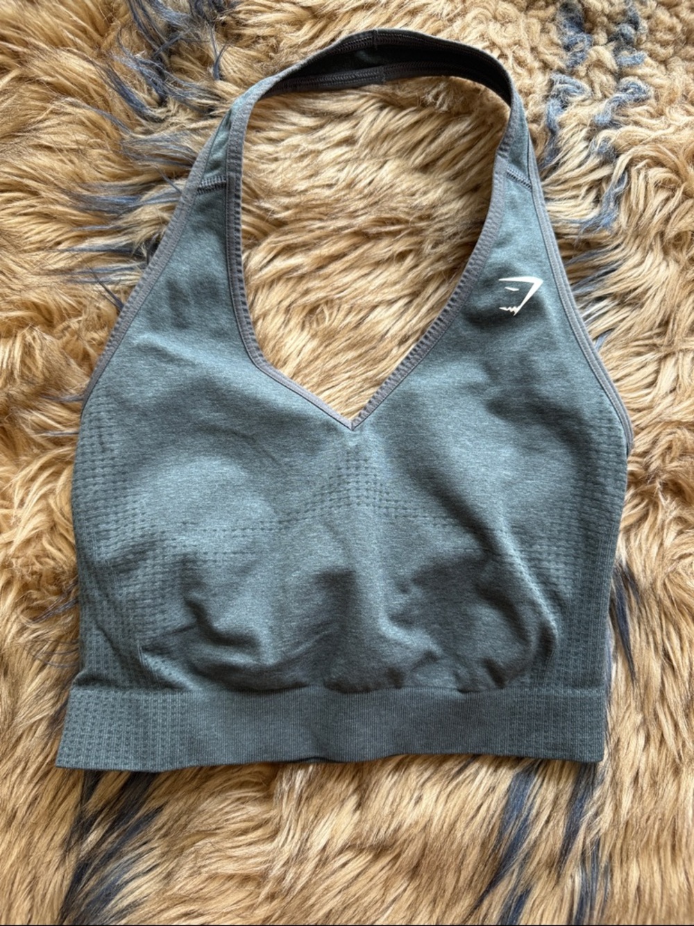 Gymshark Dark Gray V-Neck Seamless Sports Bra